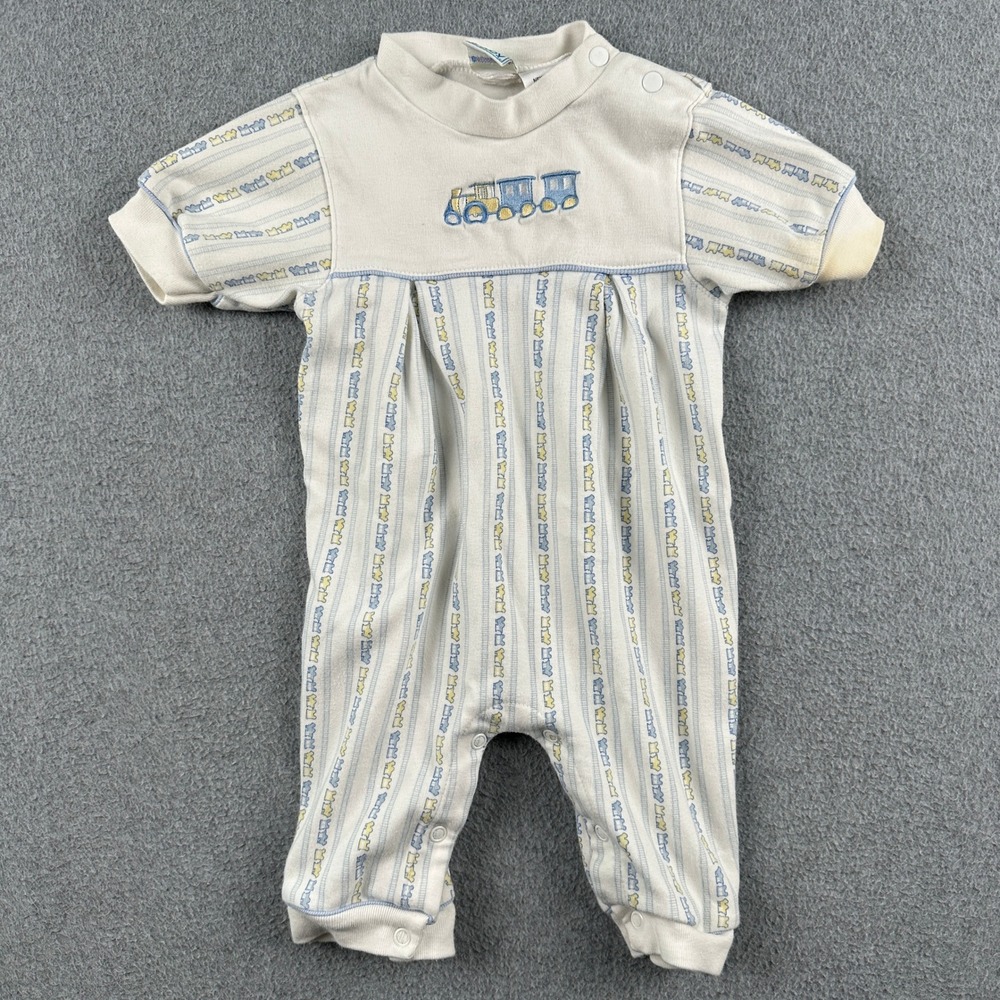 McBaby Romper Baby 6/9M White Train One Piece Sleeper Vintage 90s McDonalds Corp
